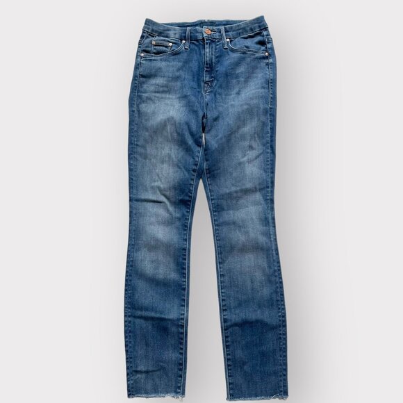 Mother Size 24 Blue Walking on Coals High Waisted Looker Ankle Fray Jeans - Picture 1 of 11